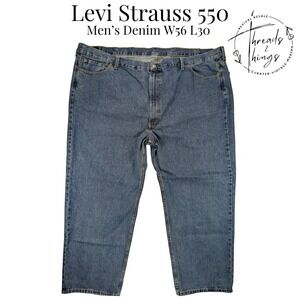 Levi's 550 Jeans Mens W56 L30 Blue Denim BIG Cotton Relaxed Classic Straight EUC